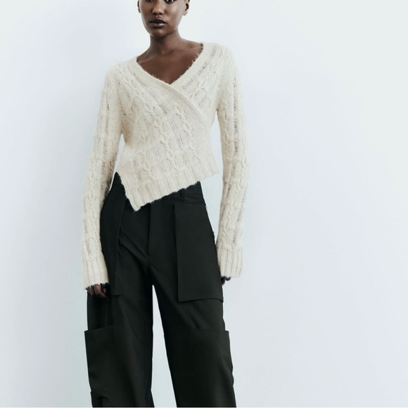 Zara Asymmetric Cream Knit Sweater​ - Picture 1 of 6